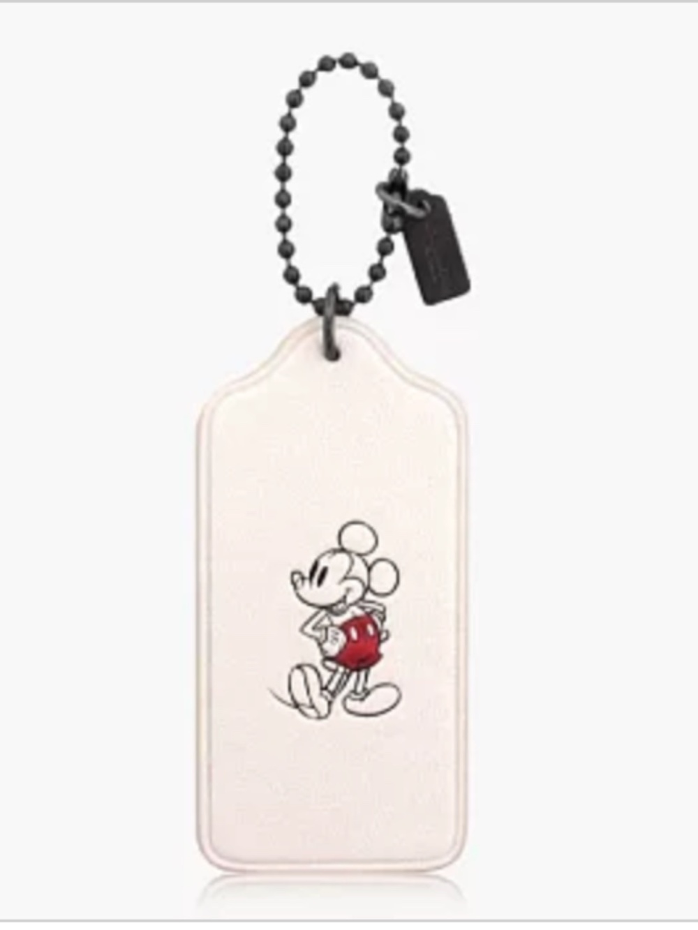 NEW Coach Disney Mickey Mouse Chalk White Leather Fob Bag Charm Bag Tag Keychain - Picture 5 of 8